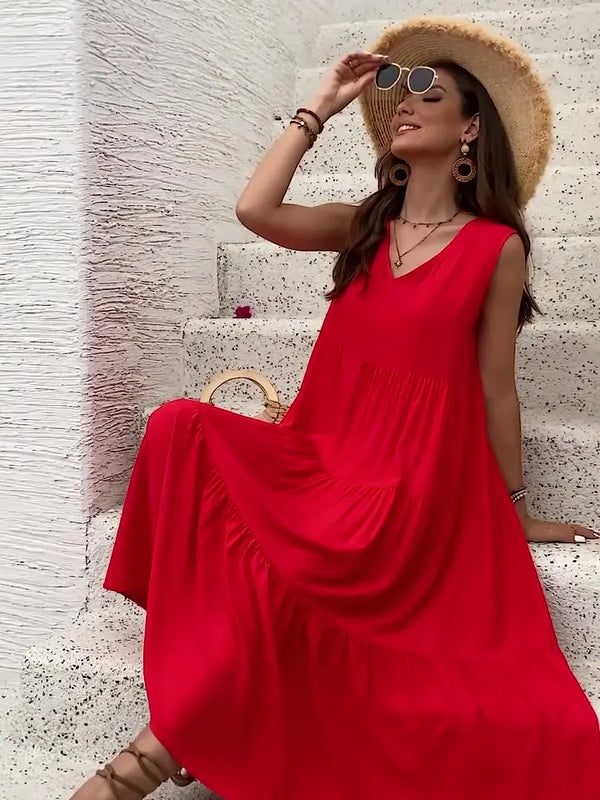 Sleeveless Tiered Midi Dress
