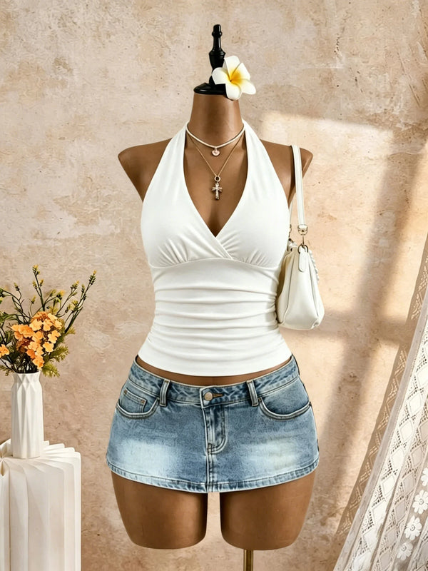 Ruched Halter Camisole Top