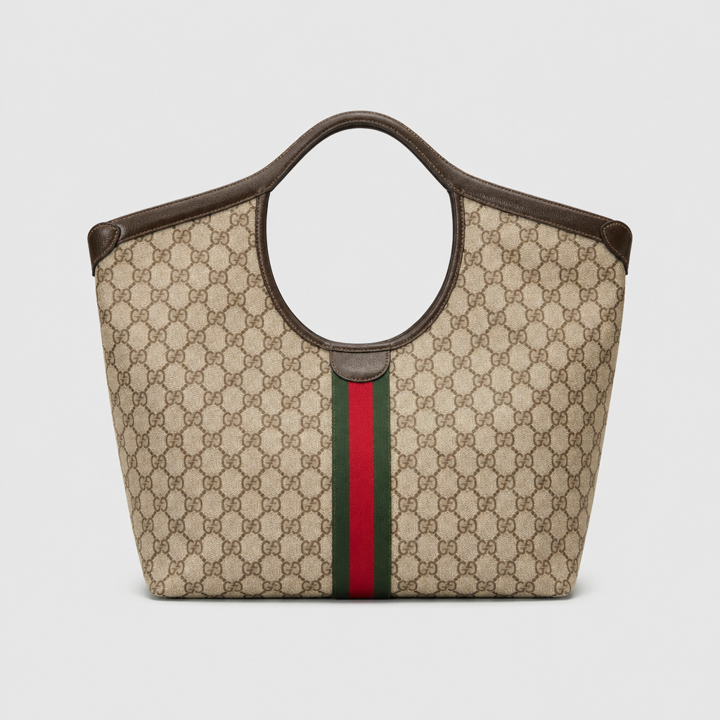 Geometric Checker Tote Bag — Beige/Black — front beige
