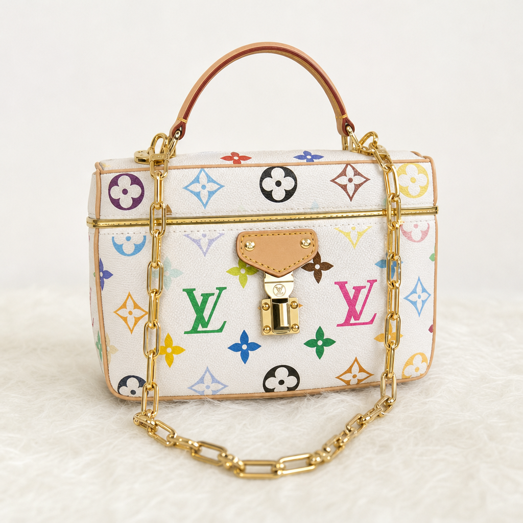 Multicolor Monogram Top-Handle Pouch — detail