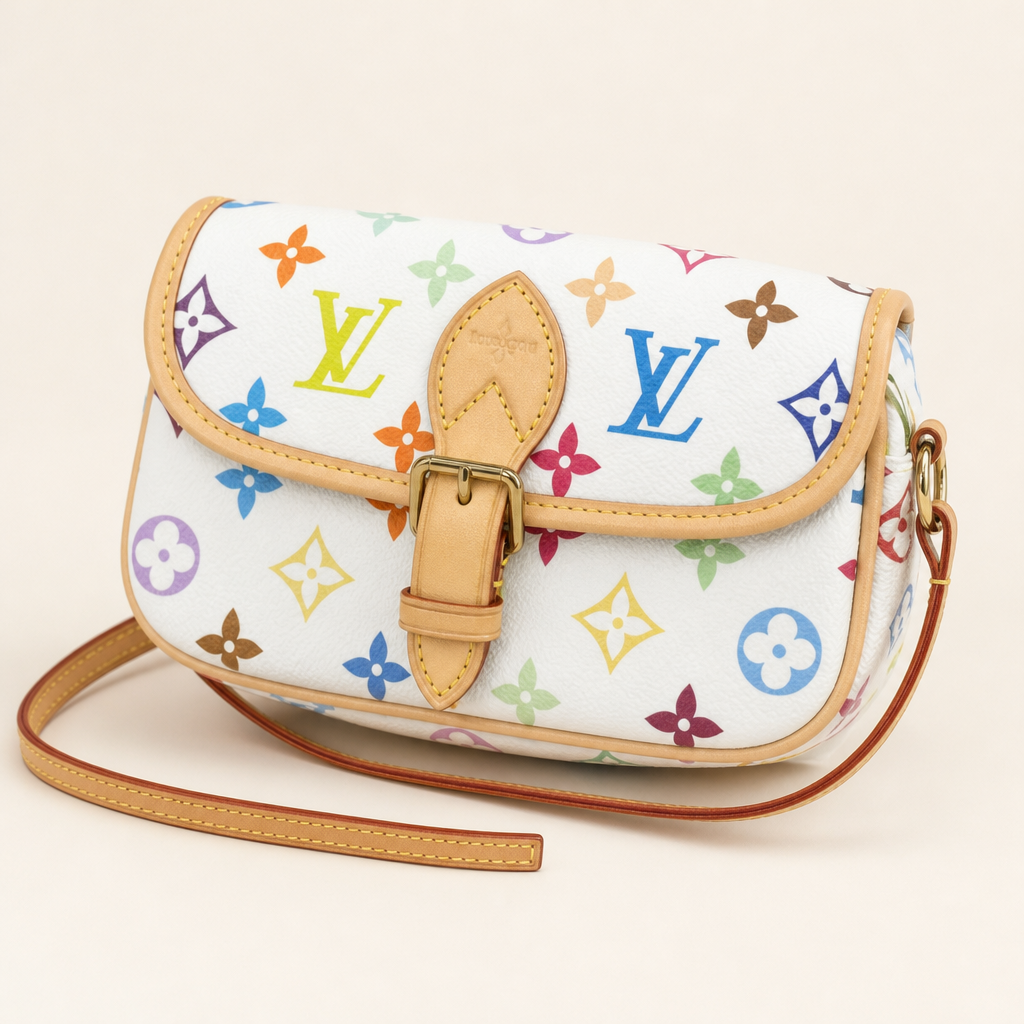 Multicolor Monogram Saddle Flap Bag — detail