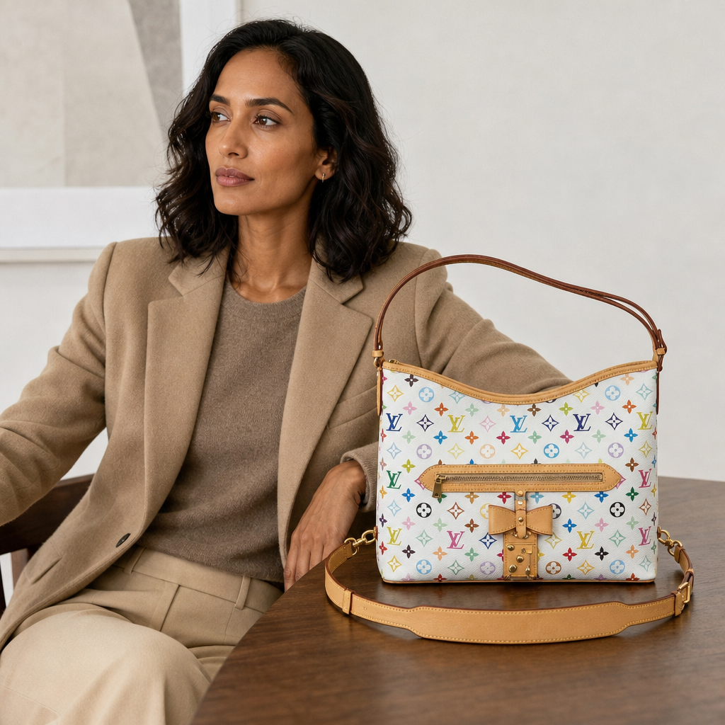 Multicolor Monogram Zip Shoulder Bag — lifestyle
