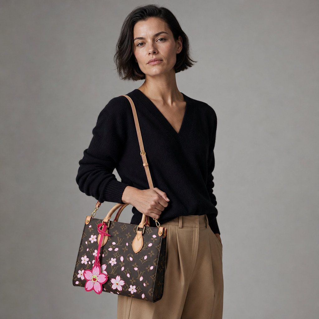 Floral Monogram Top-Handle Bag — editorial carried