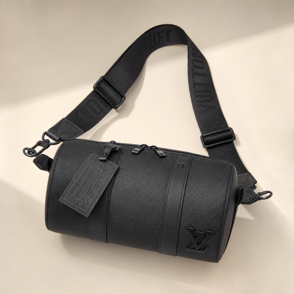 Black Leather Crossbody Bag with Tassel — hero