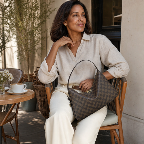 Zip-Top Crescent Shoulder Bag