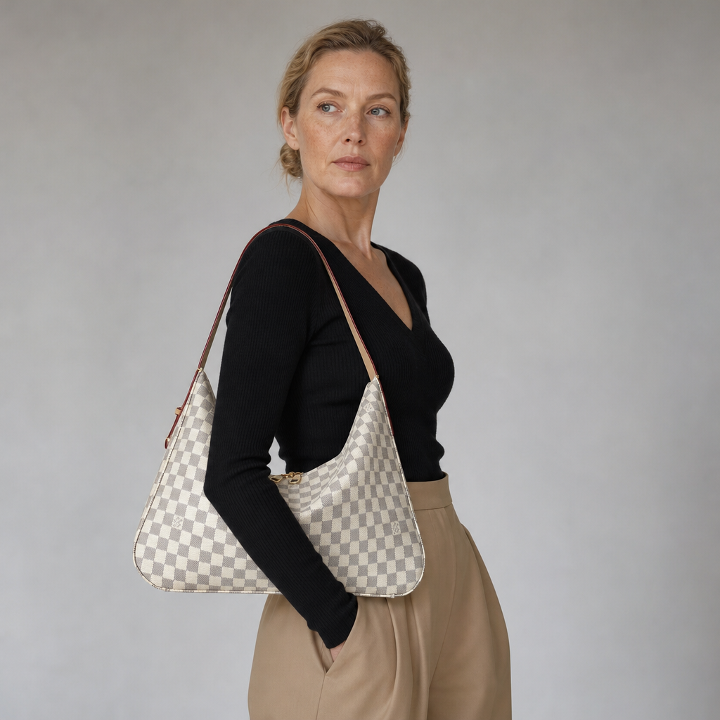 Patterned Slouchy Hobo Shoulder Bag — editorial carried