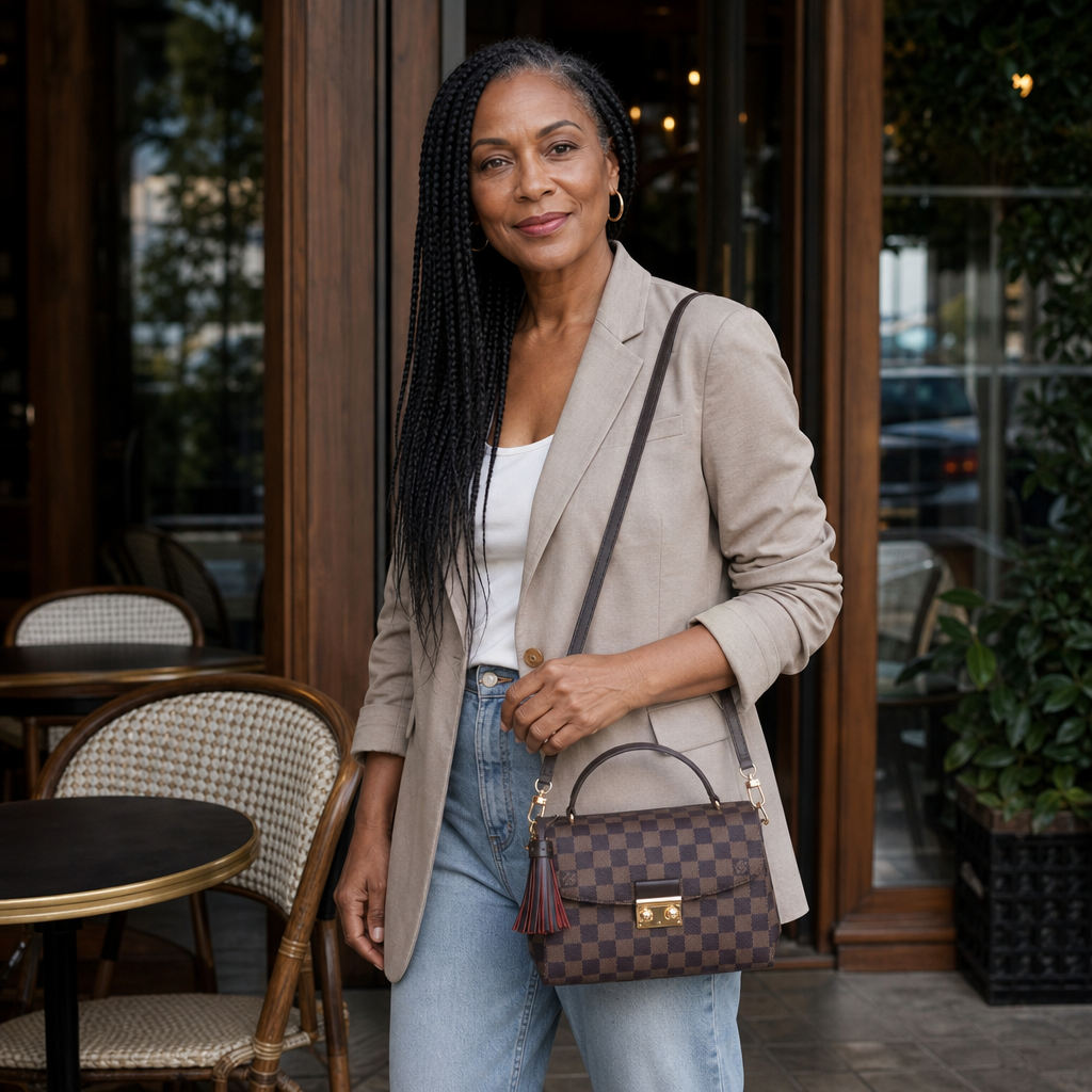 Checker Flap Bag with Chain Strap — lifestyle