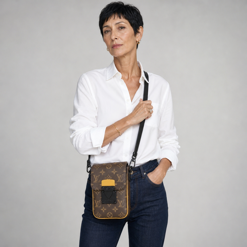 Vertical Zip Crossbody Bag — editorial carried