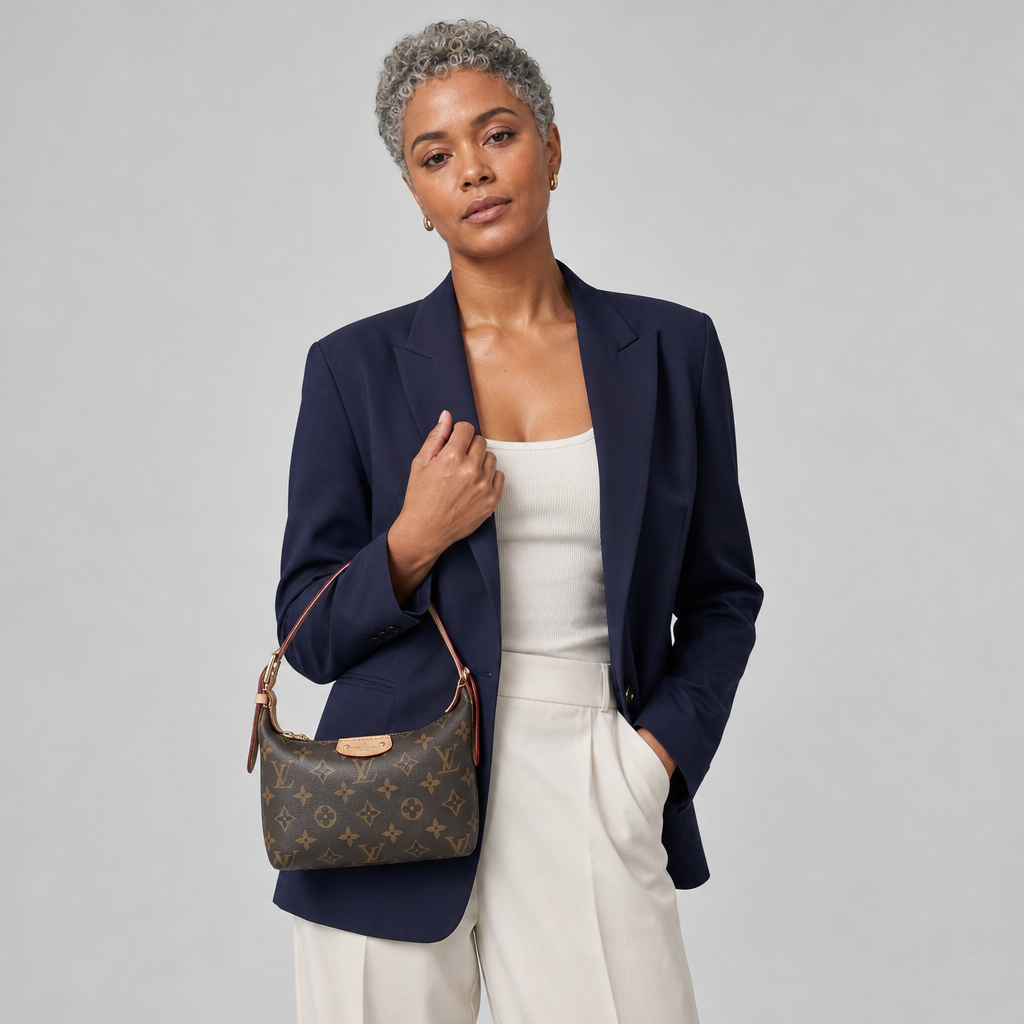 Monogram East-West Shoulder Bag — editorial carried