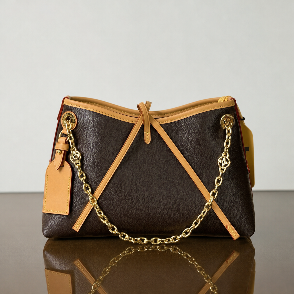 Chain-Accent Drawstring Shoulder Bag — detail