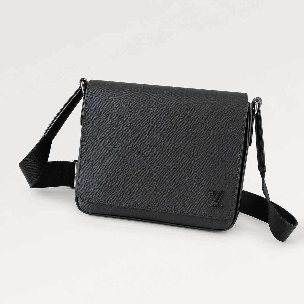 Black Leather Flap Shoulder Bag — rear