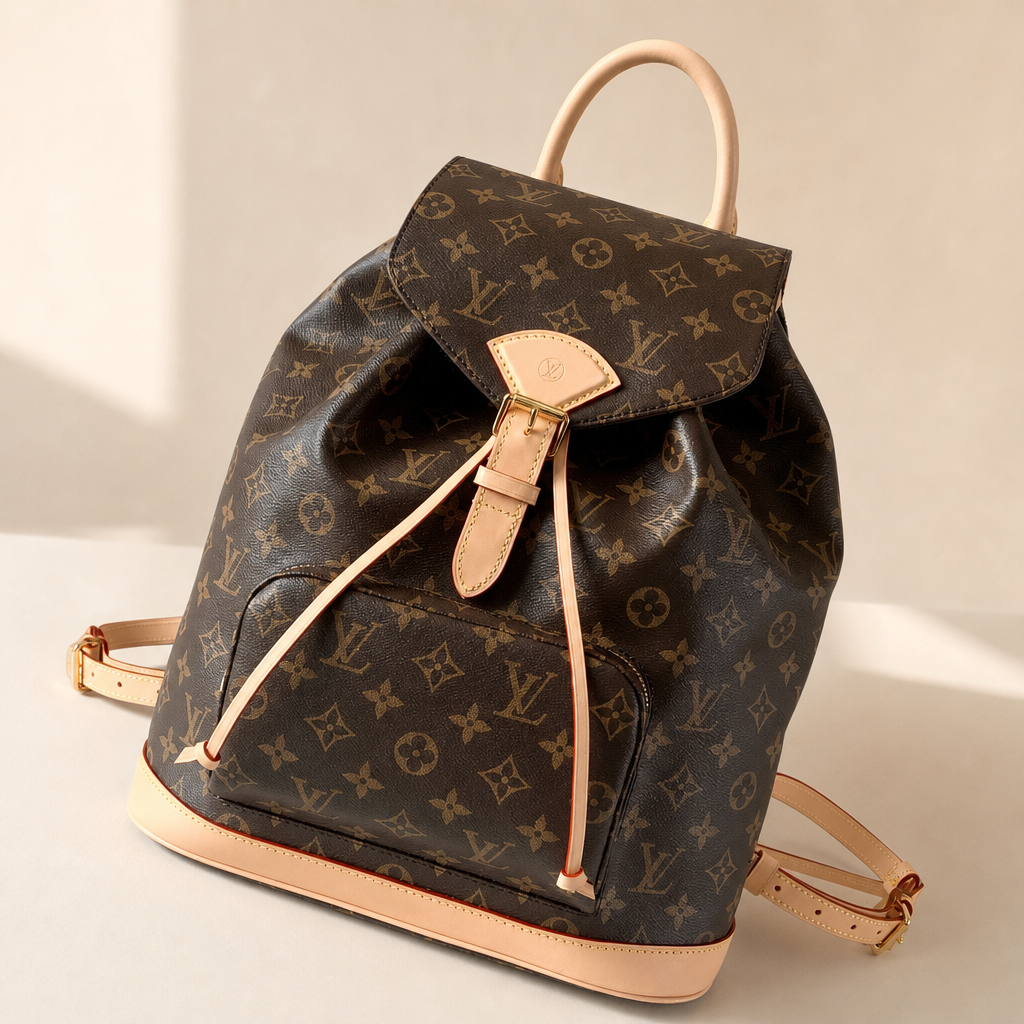 Leather Drawstring Flap Backpack — hero