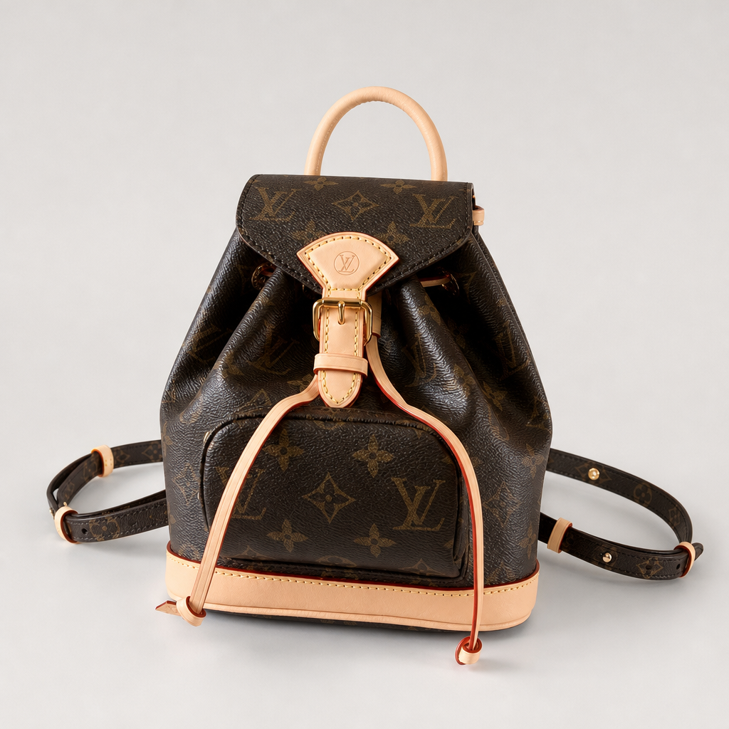 Leather Drawstring Flap Backpack — variant 004