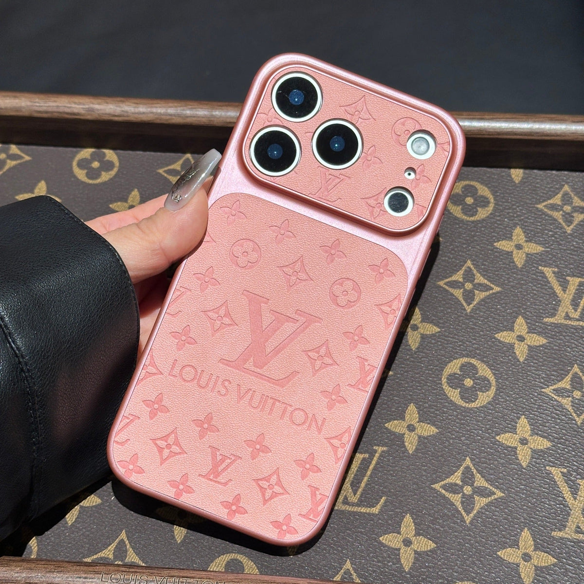 Women's Embossed Lambskin Pattern Phone Case for iPhone