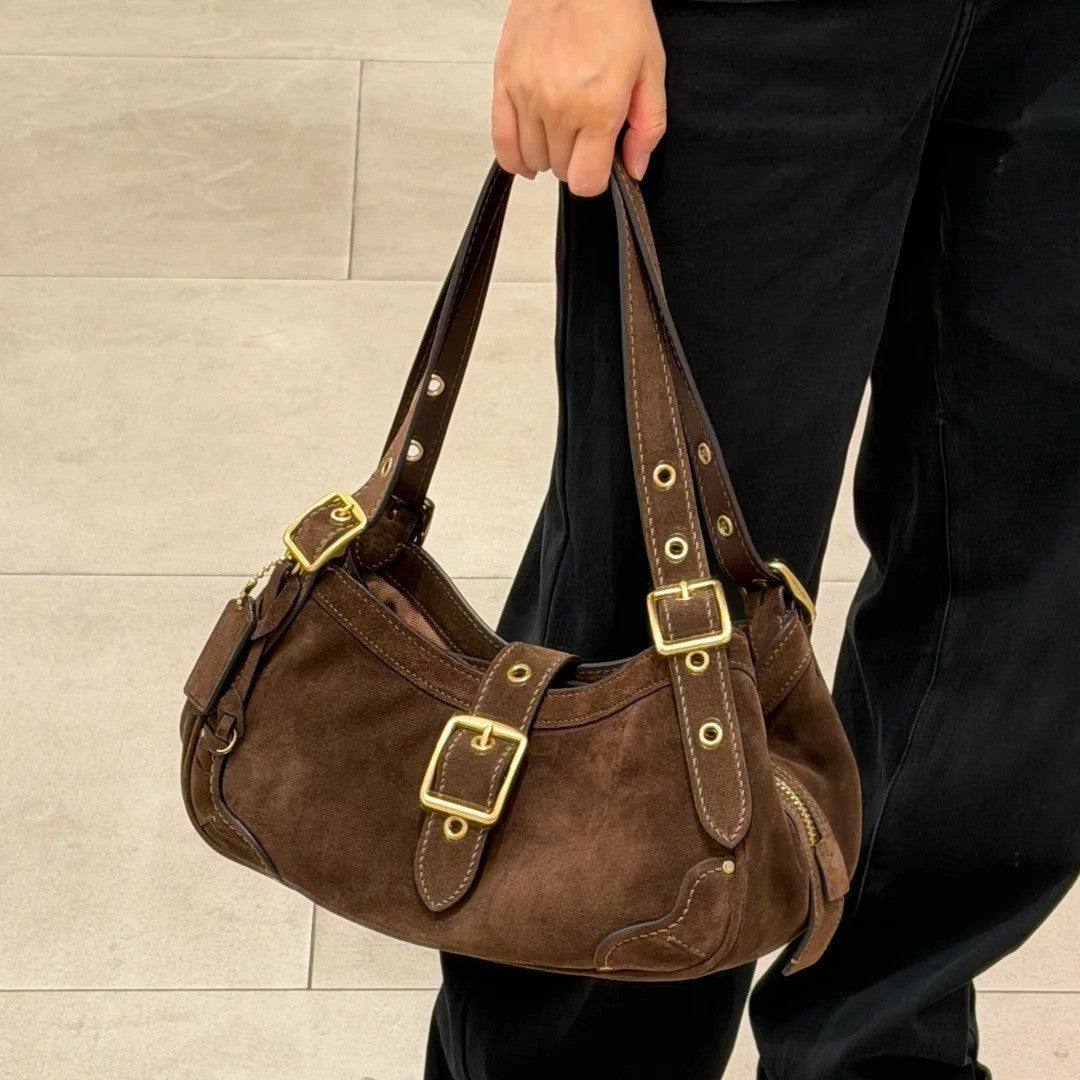 Genuine Leather Drifter31 Vintage Underarm Bag Maillard Style Cowhide Biker Bag Light Luxury Niche Vintage Shoulder Bag