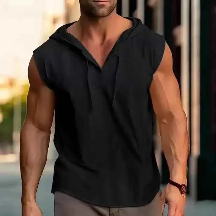 Men's Hooded Sleeveless Pullover Top