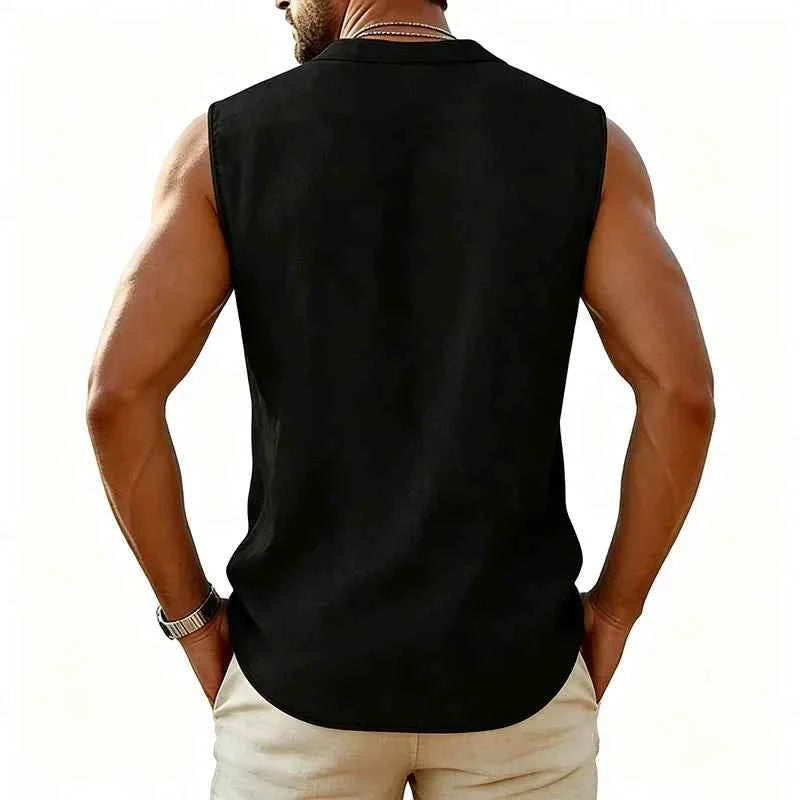 Men's Sleeveless Button-Up Shirt