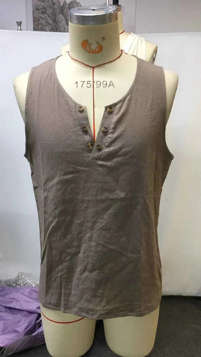 Textured Sleeveless Henley Top
