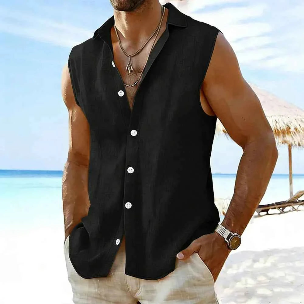 Men's Sleeveless Button-Up Shirt