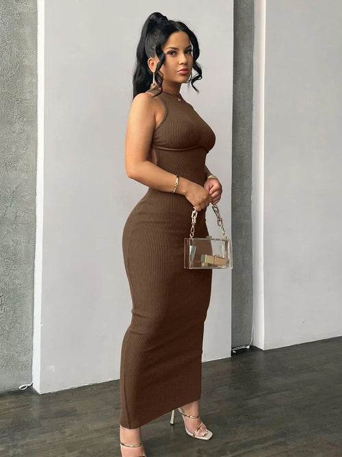 Ribbed Cutout Midi Dress