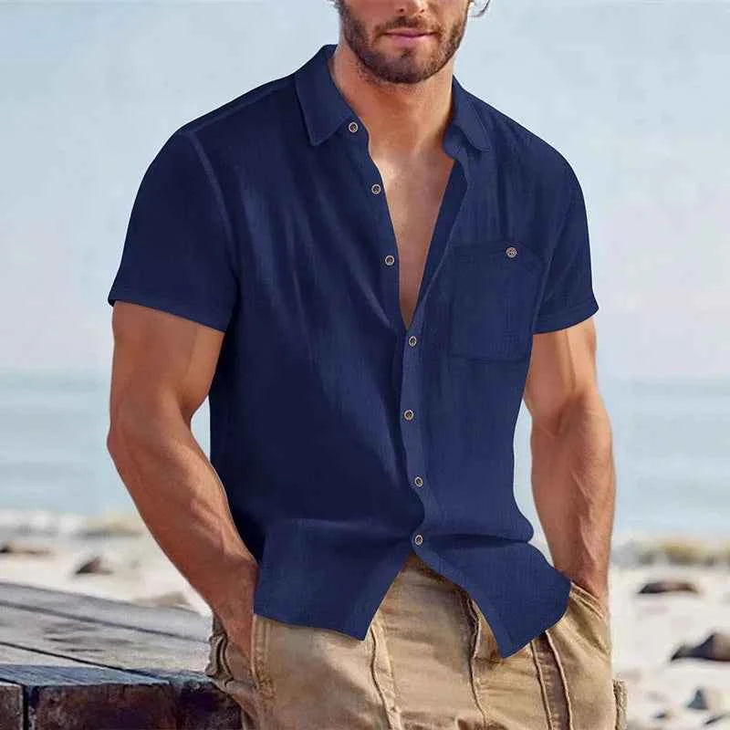 Textured Fitted Button-Up Shirt