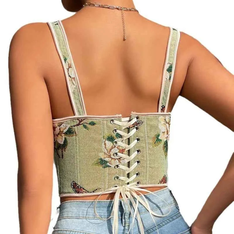 Floral Butterfly Corset Top