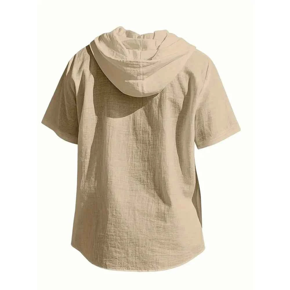 Relaxed Hooded Button-Up Shirt