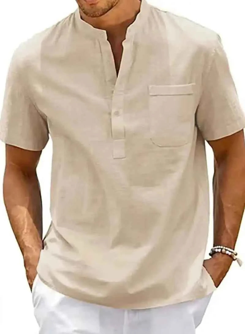 Relaxed Band Collar Shirt
