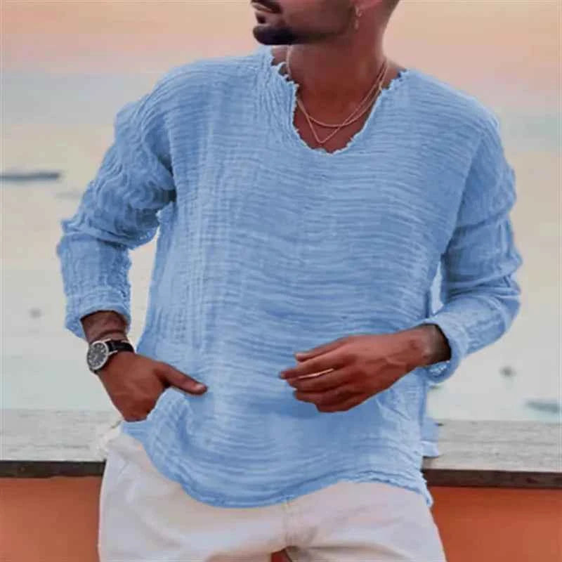 Men's Textured V Neck Shirt