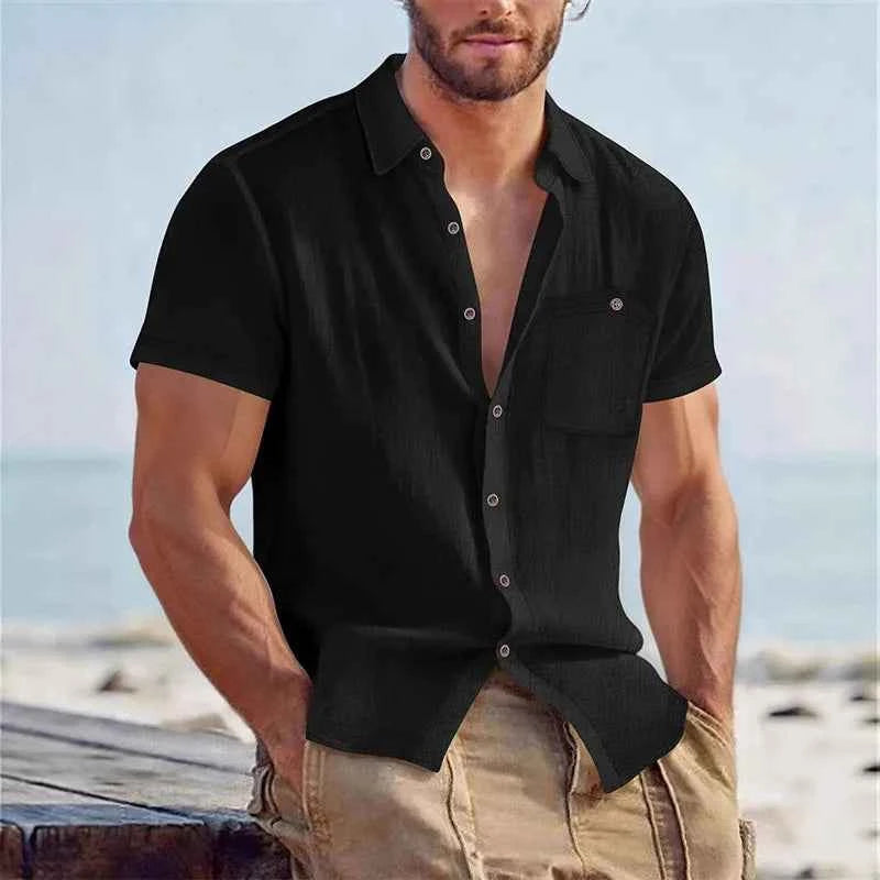 Textured Fitted Button-Up Shirt