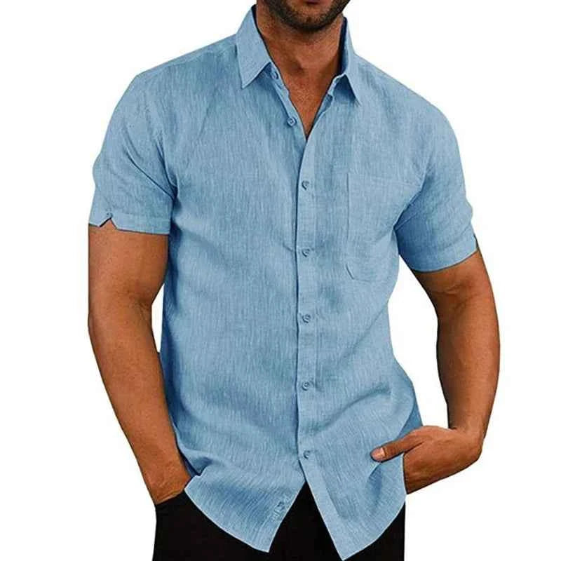 Textured Short Sleeve Button-Up Shirt