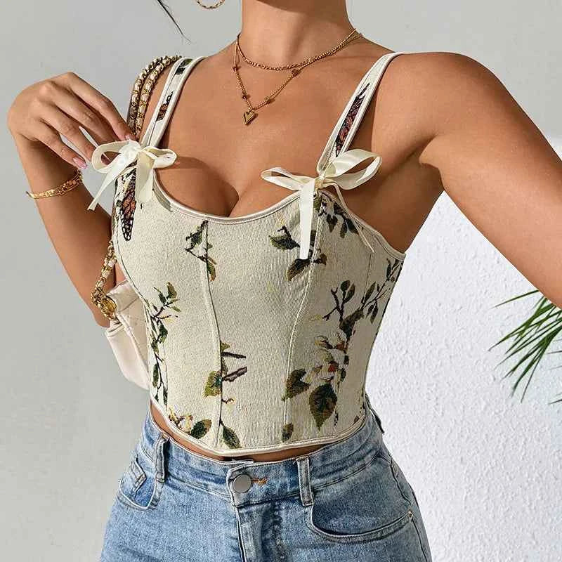Floral Butterfly Corset Top