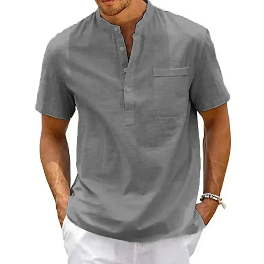 Relaxed Band Collar Shirt