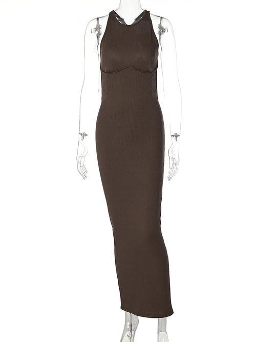 Ribbed Cutout Midi Dress