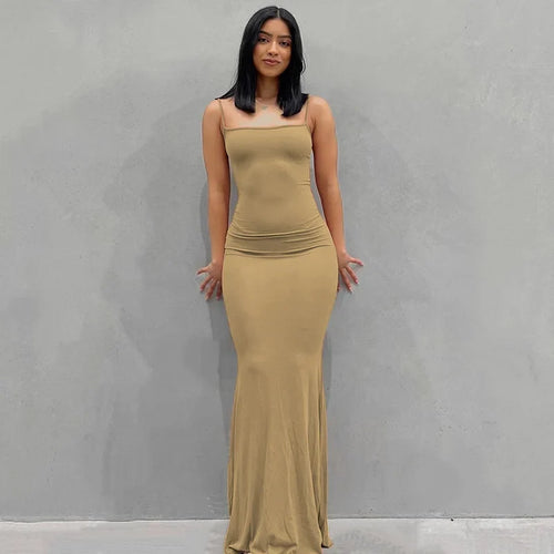 Ruched Strappy Maxi Dress