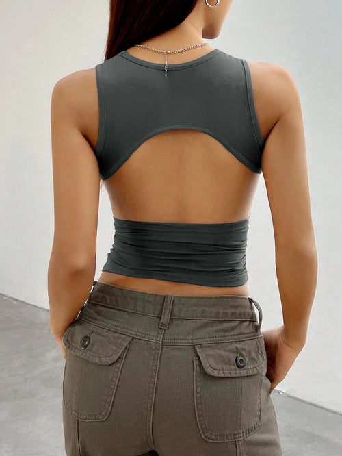 Ruched Cutout Crop Tank