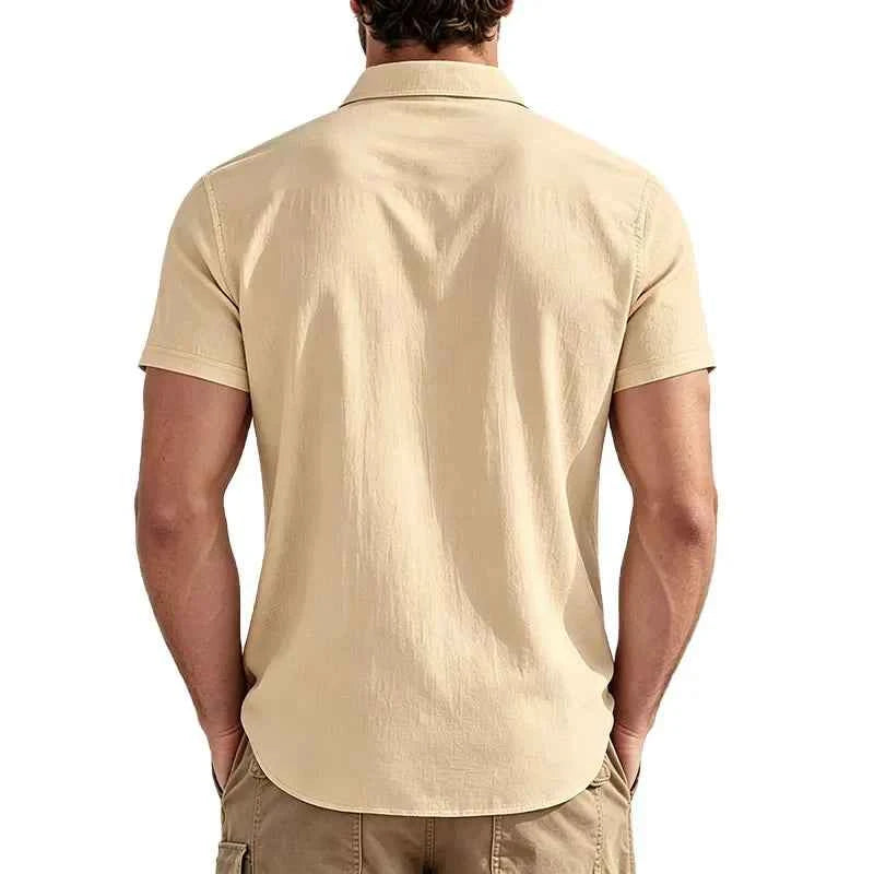 Textured Fitted Button-Up Shirt
