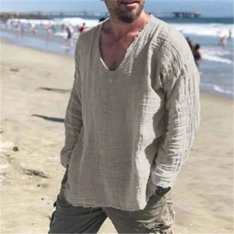 Men's Textured V Neck Shirt