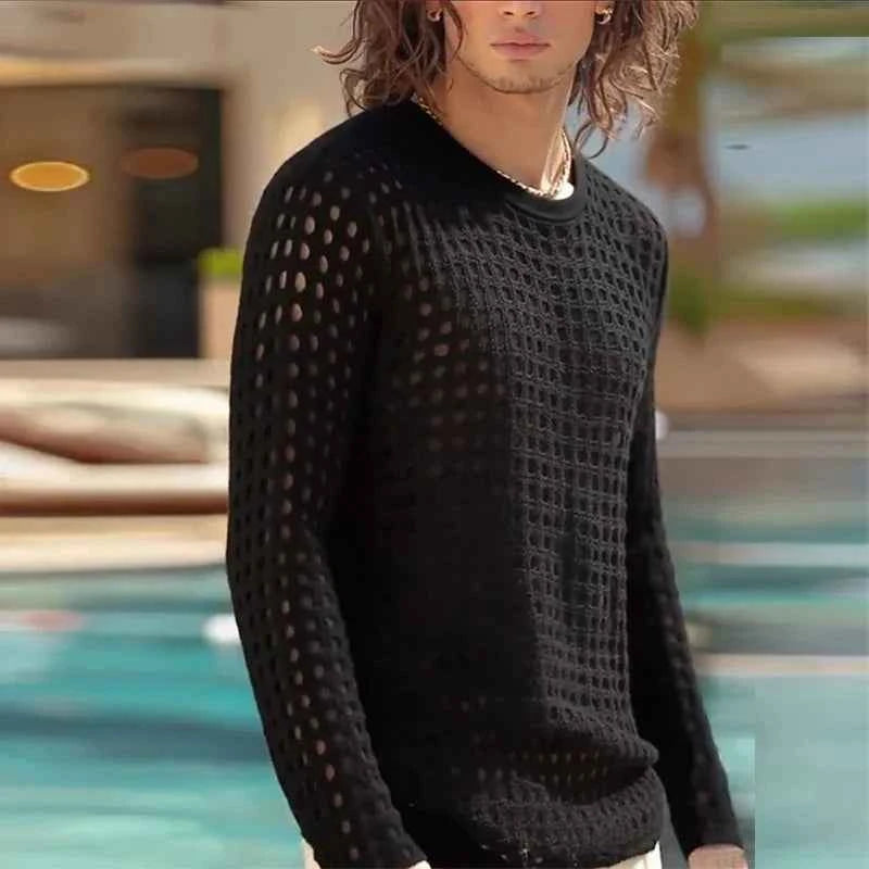 Men's Open Knit Mesh Top