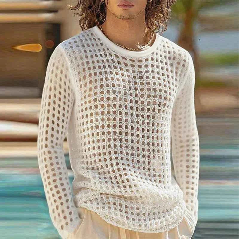 Men's Open Knit Mesh Top