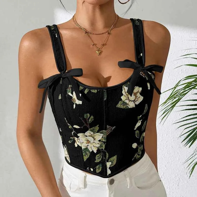 Floral Butterfly Corset Top