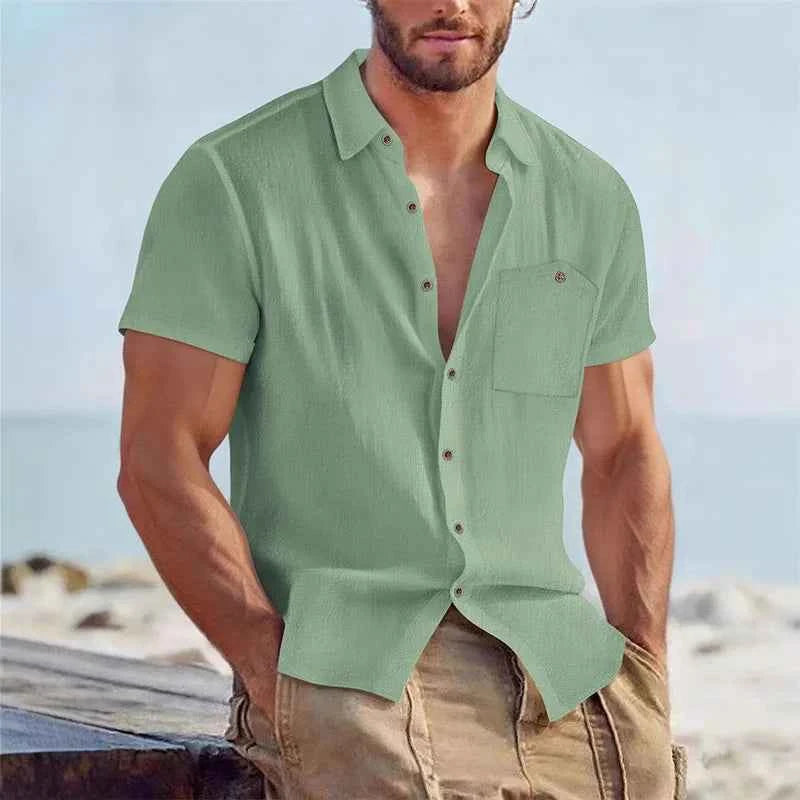 Textured Fitted Button-Up Shirt