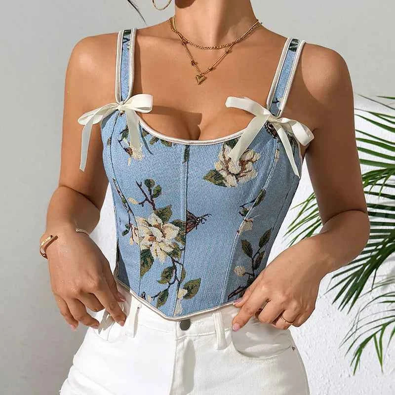 Floral Butterfly Corset Top