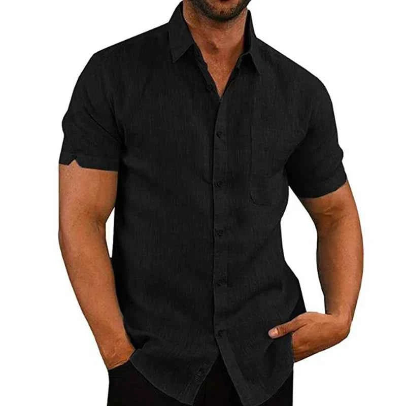 Textured Short Sleeve Button-Up Shirt