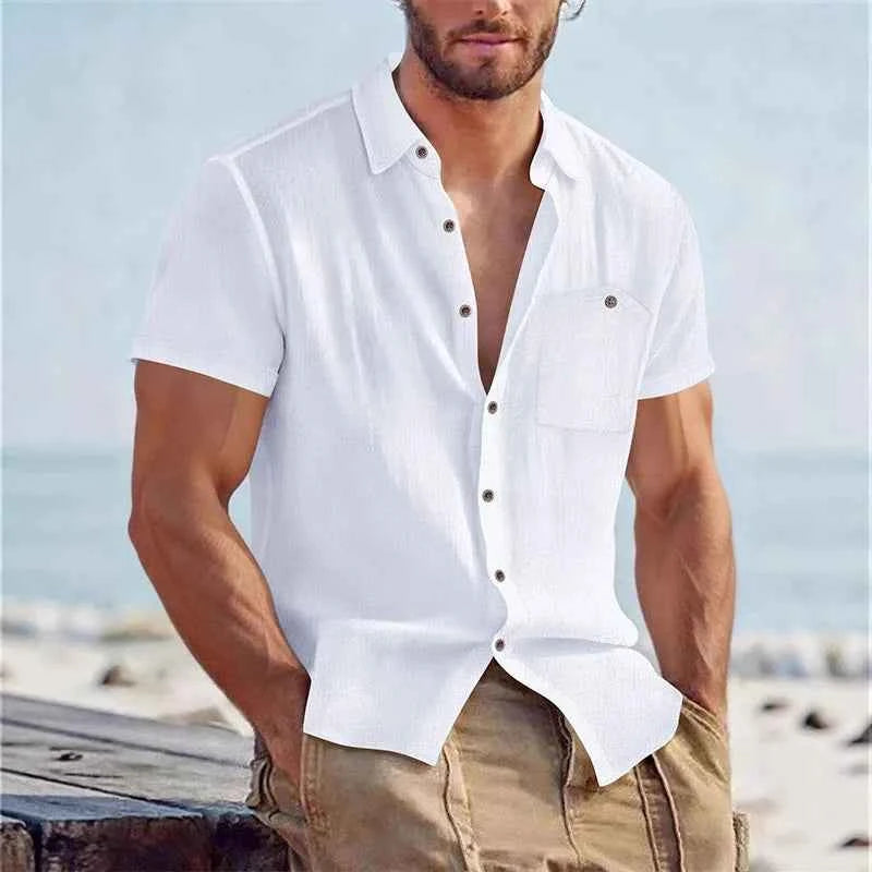 Textured Fitted Button-Up Shirt
