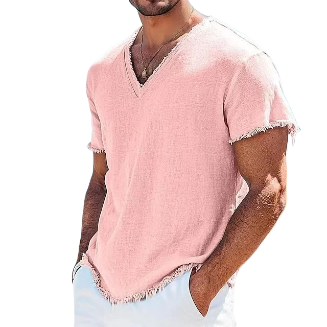 Relaxed Raw Edge V-Neck Shirt