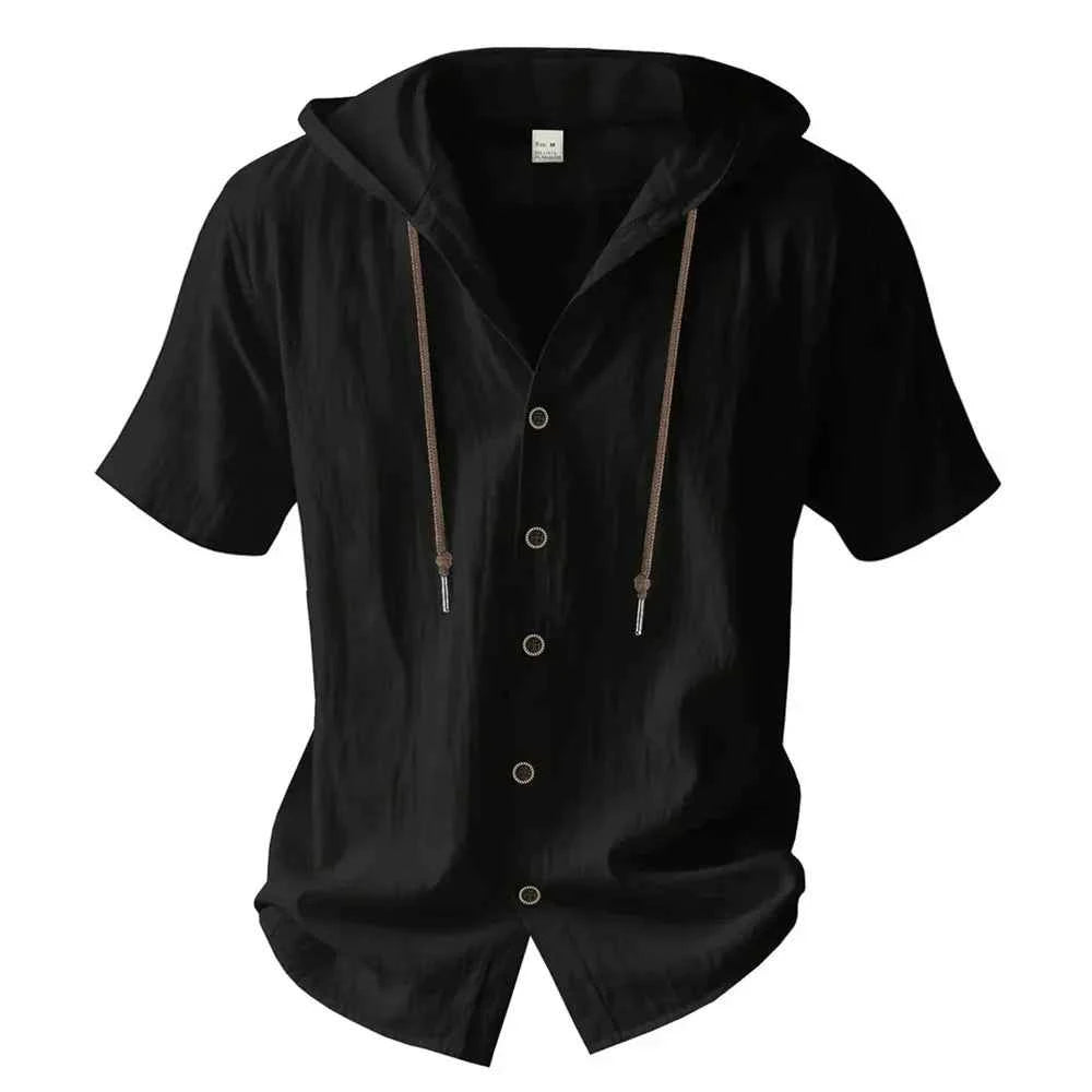 Relaxed Hooded Button-Up Shirt