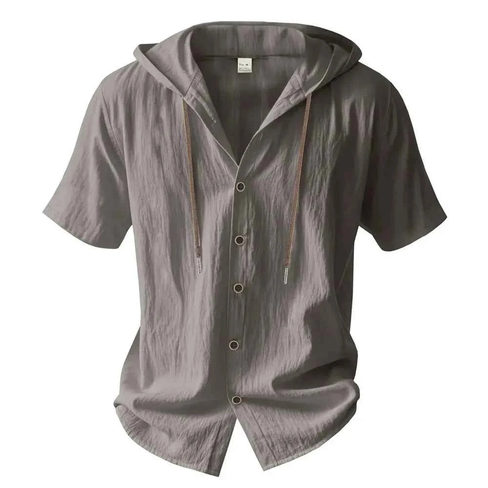 Relaxed Hooded Button-Up Shirt