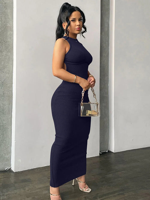 Ribbed Cutout Midi Dress