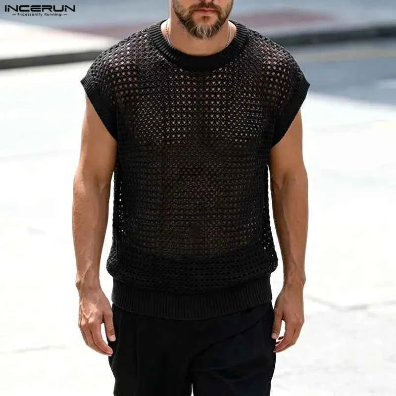Men's Openwork Knit Vest